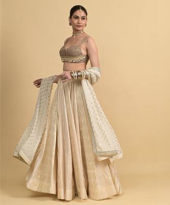 Ivory Dori Embroidery Georgette Lehenga Set 3