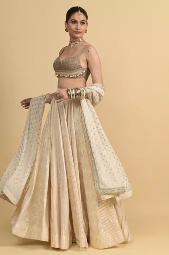 Ivory Dori Embroidery Georgette Lehenga Set