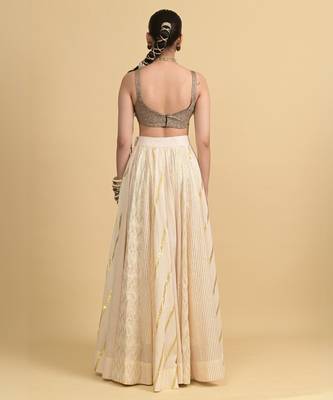 Ivory Dori Embroidery Georgette Lehenga Set 4