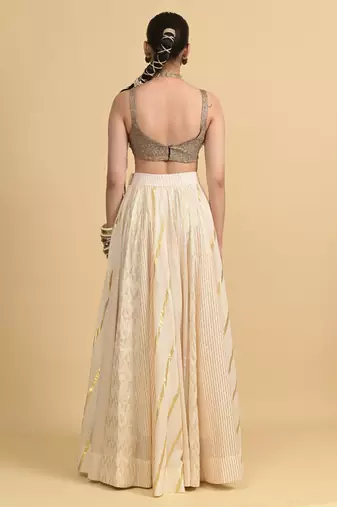 Ivory Dori Embroidery Georgette Lehenga Set