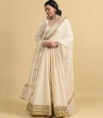 Ivory dori embroidery cotton anarkali