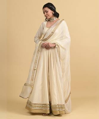 Ivory dori embroidery cotton anarkali 2