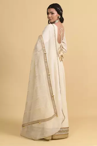 Ivory dori embroidery cotton anarkali