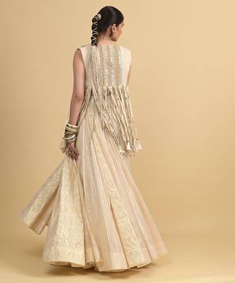 Ivory Dori Embroidery Cotton Lehenga Set 3