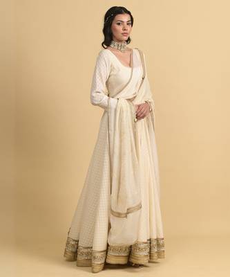Ivory dori embroidery cotton anarkali 4