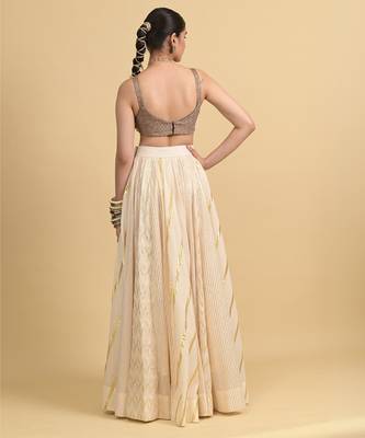 Ivory Dori Embroidery Cotton Lehenga Set 4