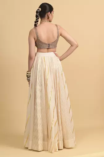 Ivory Dori Embroidery Cotton Lehenga Set