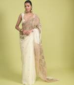 Ivory dori embroidery organza saree