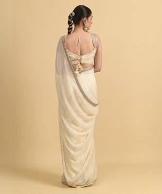 Ivory dori embroidery georgette saree 5