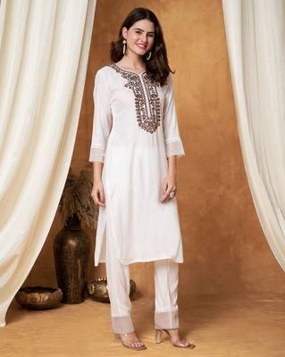 Women multicolor chikankari kurti set 1