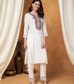 Women multicolor chikankari kurti set