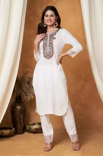 Women multicolor chikankari kurti set