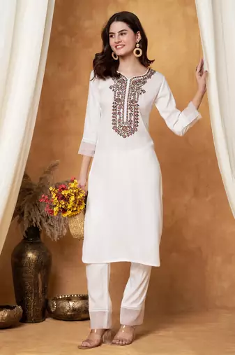 Women multicolor chikankari kurti set
