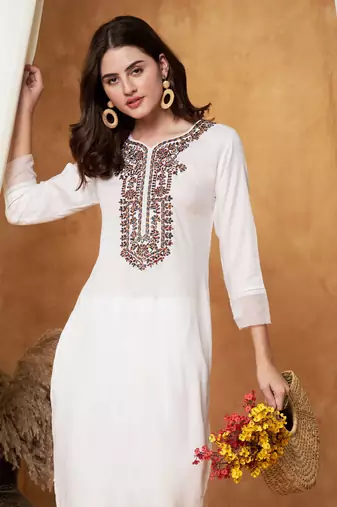 Women multicolor chikankari kurti set