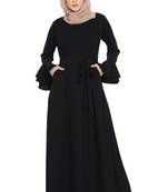 Black abaya dress with double layers of bell sleeves