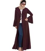 Wine long cardigan with bell sleeves without inner abaya