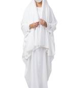 White two pieces set of white kaftan abaya and irani chadar in firdaus fabric