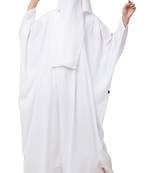 White two pieces set of white kaftan abaya and niqab in firdaus fabric