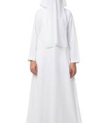 White two pieces set of white a line abaya and niqab in firdaus fabric