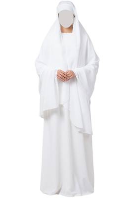White two pieces set of white a line abaya and irani chadar in firdaus fabric 1
