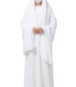 White two pieces set of white a line abaya and irani chadar in firdaus fabric