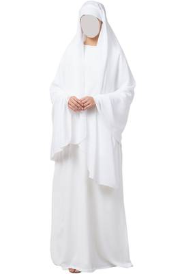 White two pieces set of white a line abaya and irani chadar in firdaus fabric 2