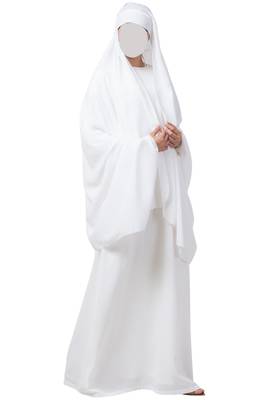 White two pieces set of white a line abaya and irani chadar in firdaus fabric 4
