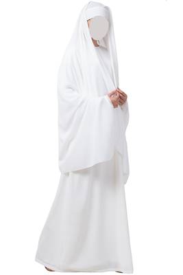 White two pieces set of white a line abaya and irani chadar in firdaus fabric 5