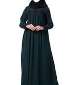 Green designer abaya  dress with  pearl lace work