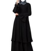 Black  modest and stylish abaya  dress in dual layer