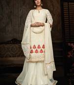 Cream embroidered georgette salwar kameez
