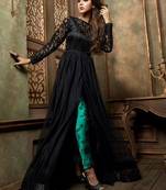 Black embroidered net anarkali suits