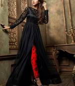 Black embroidered net anarkali suits