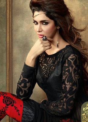 Black embroidered net anarkali suits 2