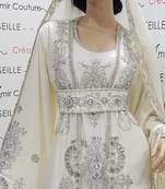 white Luxury Bedded Crystal Work Moroccan Dubai Kaftans  Bridesmaid Dress