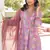 Women purple rayon blend floral printed straight kurta trousers with dupatta