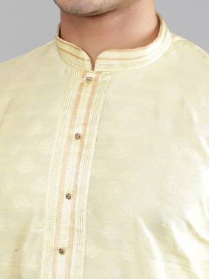    lemon colour jacquard design kurta sets 4