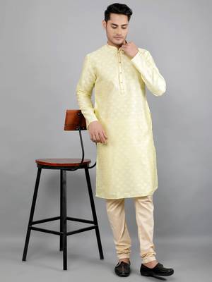    lemon colour jacquard design kurta sets 5