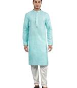 sky blue colour jacquard design kurta sets