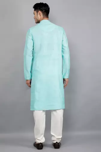    sky blue colour jacquard design kurta sets