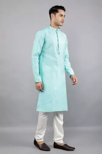    sky blue colour jacquard design kurta sets