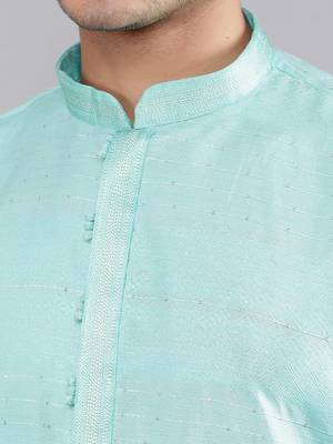    sky blue colour jacquard design kurta sets 4