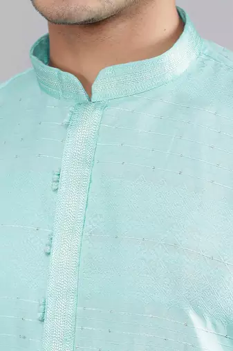    sky blue colour jacquard design kurta sets