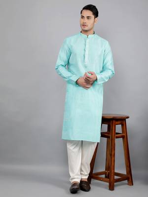    sky blue colour jacquard design kurta sets 5