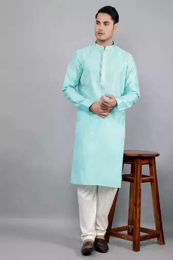    sky blue colour jacquard design kurta sets