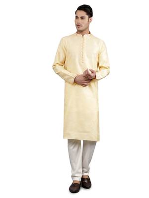    fawn colour woven design kurta sets 1