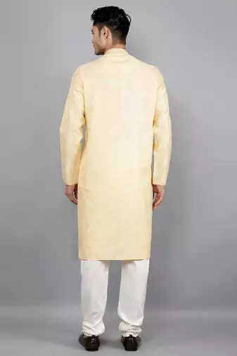    fawn colour woven design kurta sets