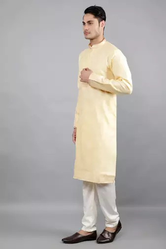    fawn colour woven design kurta sets