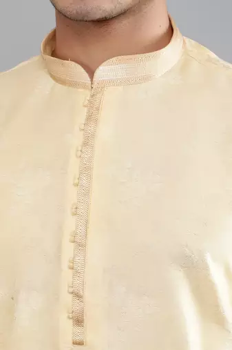    fawn colour woven design kurta sets