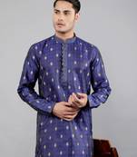 navy colour woven design kurta sets